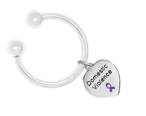 Heart Shaped Domestic Violence Awareness Keychains