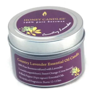 Honey Candles Scented Beeswax Candle Tin - Country Lavender