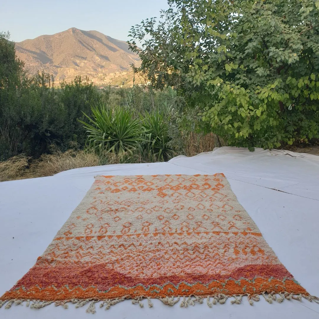 Kanali - Orange Moroccan Rug 6x10 Berber Boujad Handmade | 6'26x10'23 Ft | 191x312 cm