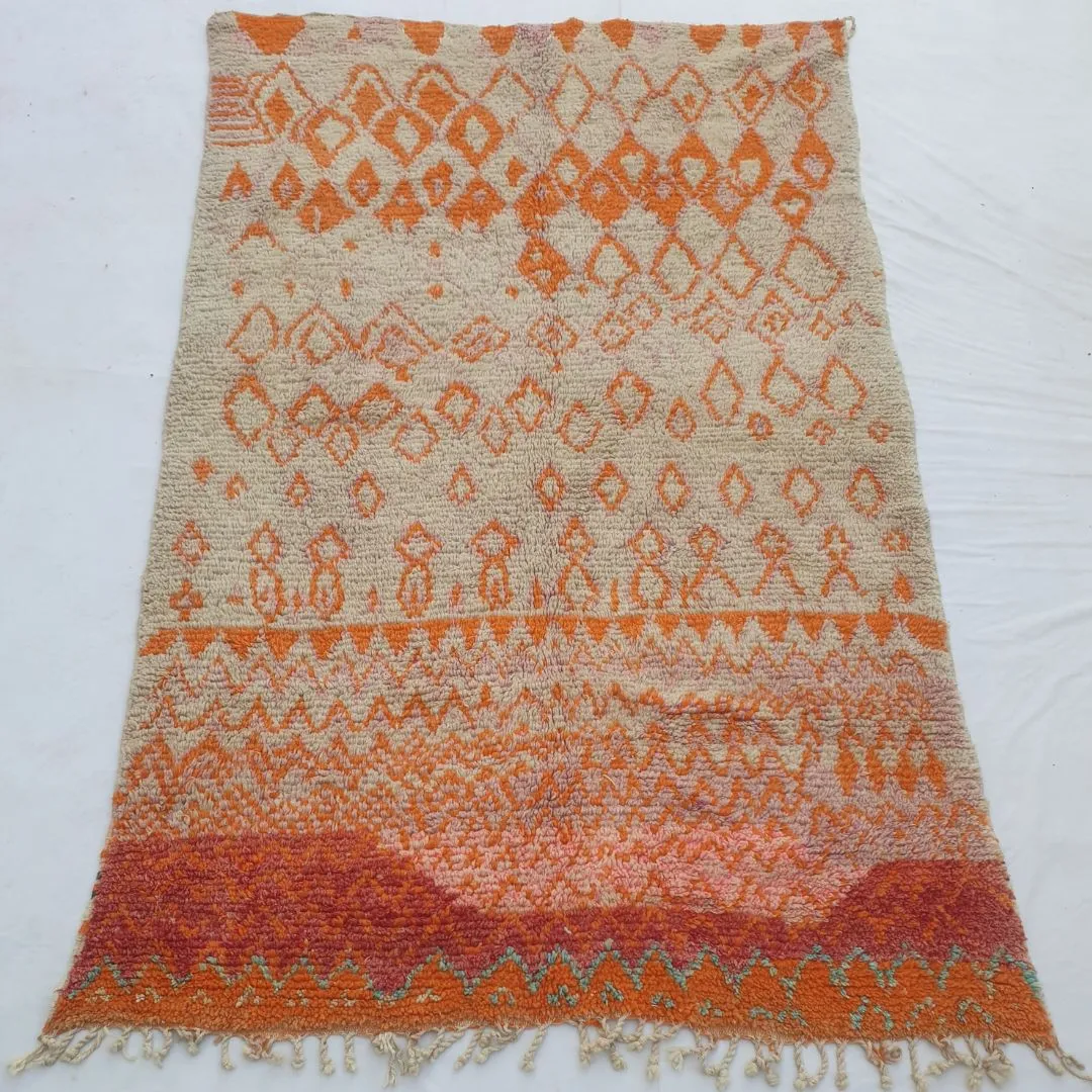 Kanali - Orange Moroccan Rug 6x10 Berber Boujad Handmade | 6'26x10'23 Ft | 191x312 cm