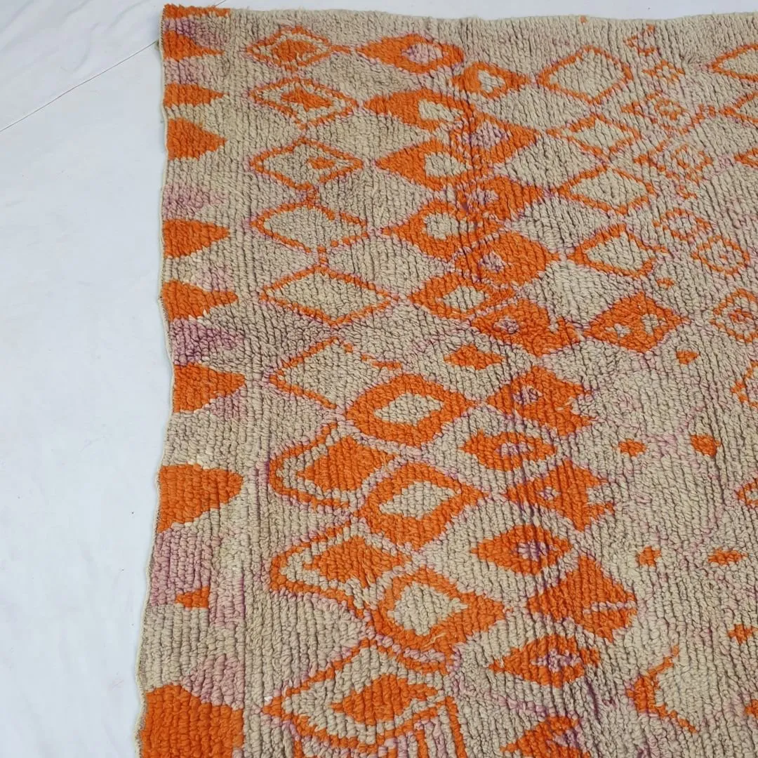 Kanali - Orange Moroccan Rug 6x10 Berber Boujad Handmade | 6'26x10'23 Ft | 191x312 cm