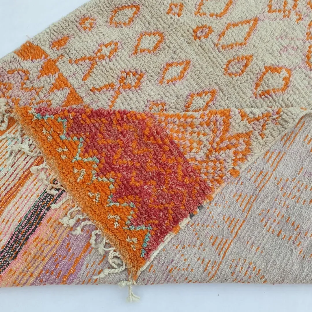 Kanali - Orange Moroccan Rug 6x10 Berber Boujad Handmade | 6'26x10'23 Ft | 191x312 cm