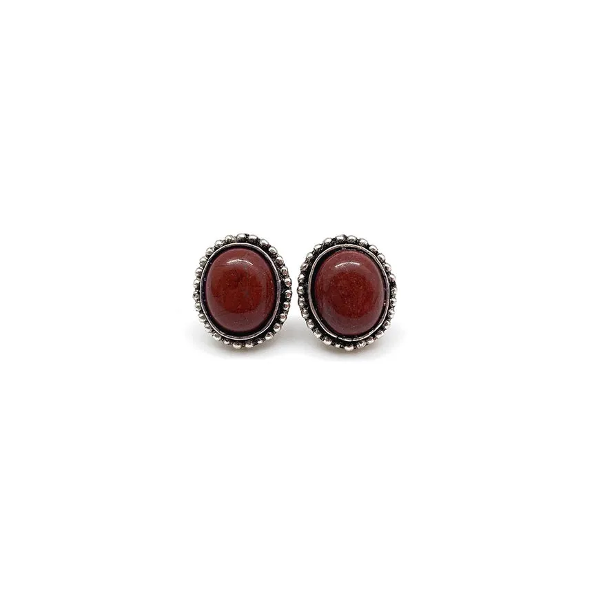 Kashi Semiprecious Stone Post Earrings - Red Jasper