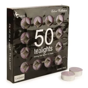 Kriti Life Tea Lights | 4.5 Hours | Natural Fragrence (Lavender) | Perfumed Candles Perfect for Festival Decoration, Room Decoration Set of 50pcs Candles