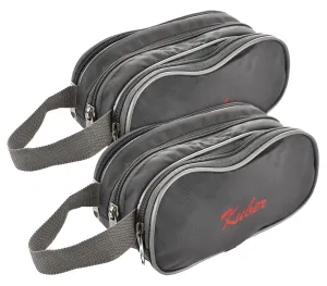 Kuber Industries Rexine Lightweight Travel Toiletry Bag Shaving Kit with Carrying Strap, Pack of 2 (Grey) 54KM4284