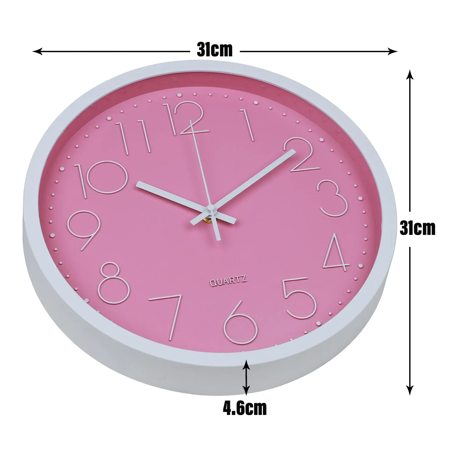 Kuber Industries Wall Clock | Fancy Watch Wall Clocks | Office Wall Clock | Clock for Living Room | Clock for Bedroom | Clock for Hall | Machinery-Quartz | 12 Inch | 2019-E Pink