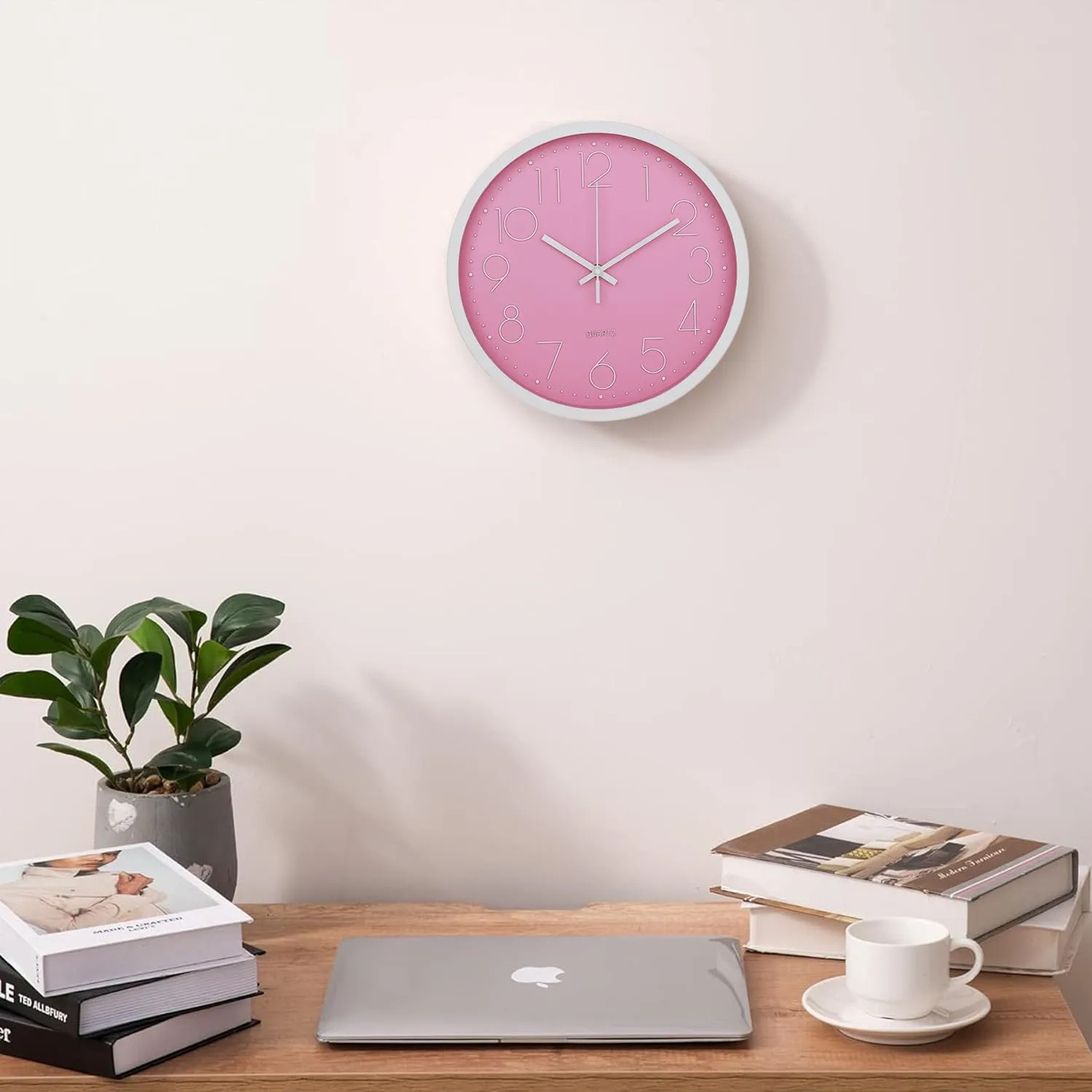 Kuber Industries Wall Clock | Fancy Watch Wall Clocks | Office Wall Clock | Clock for Living Room | Clock for Bedroom | Clock for Hall | Machinery-Quartz | 12 Inch | 2019-E Pink