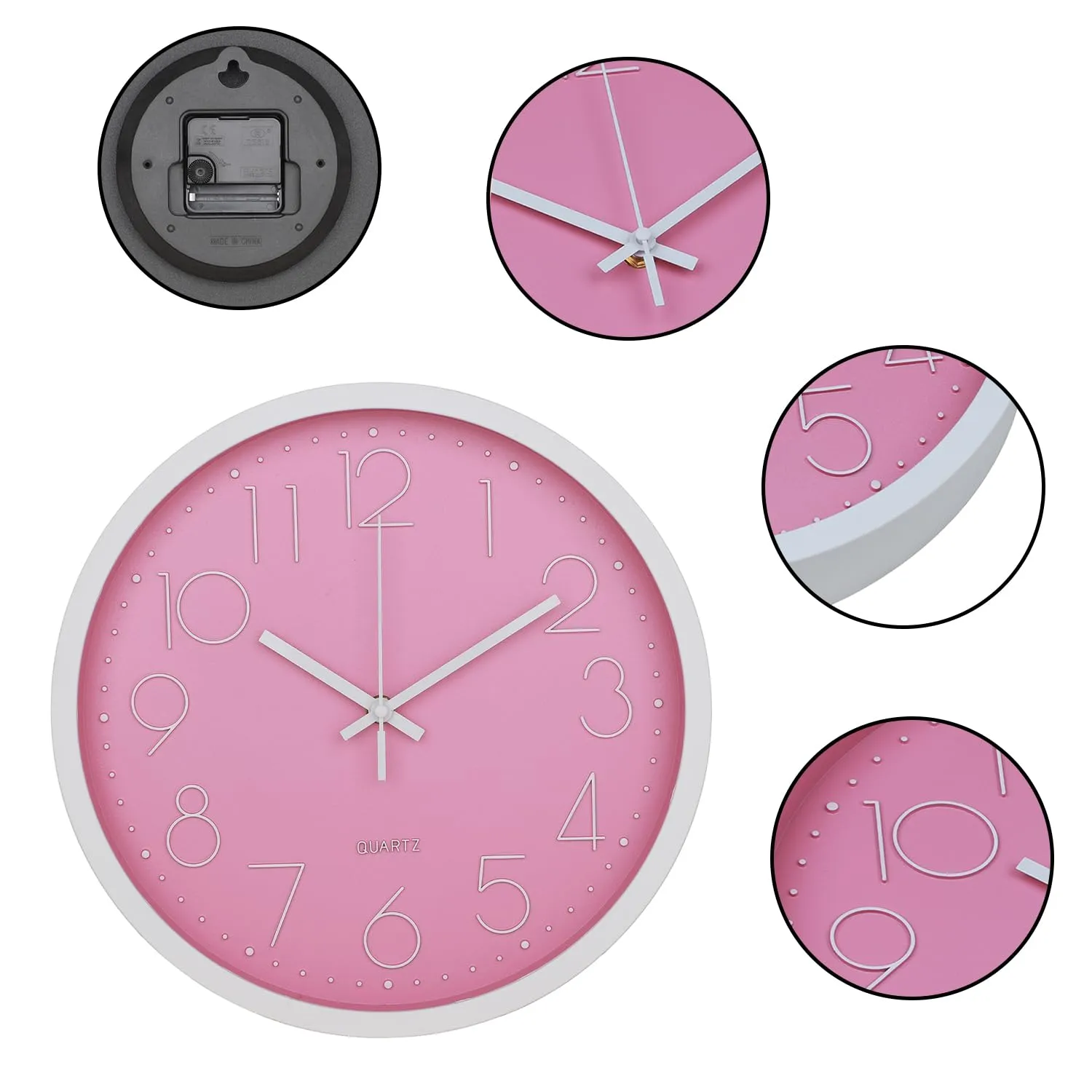 Kuber Industries Wall Clock | Fancy Watch Wall Clocks | Office Wall Clock | Clock for Living Room | Clock for Bedroom | Clock for Hall | Machinery-Quartz | 12 Inch | 2019-E Pink