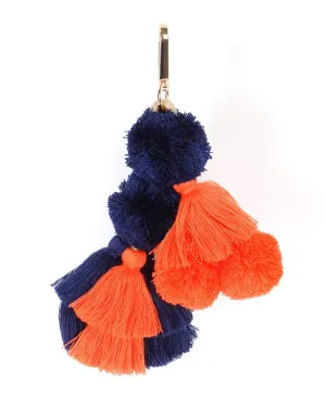 Large Pom Pom Navy & Coral