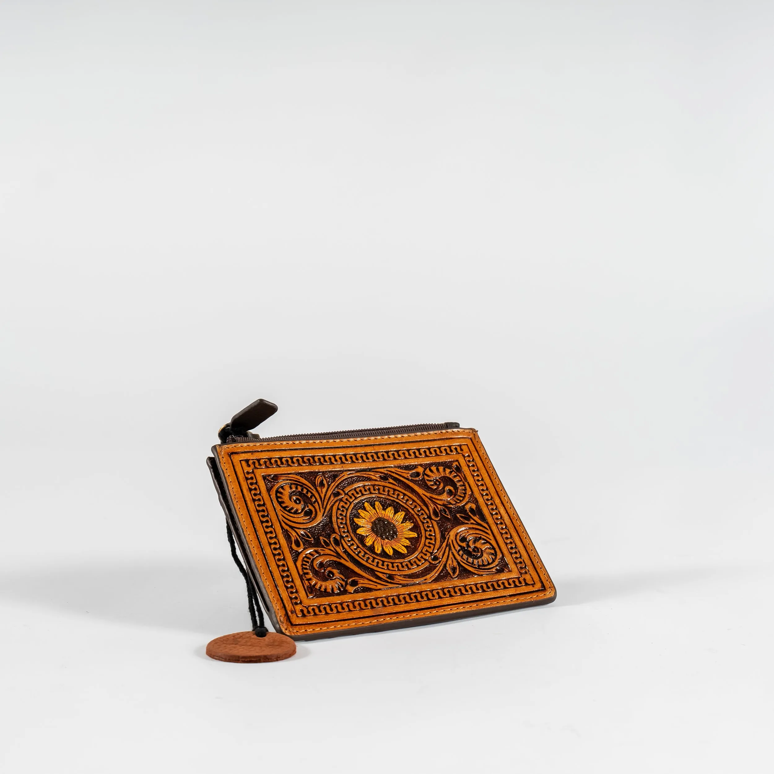 Leather Tooled Credit Card Holder