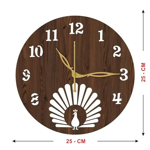 LEAX Artworks Wall Clocks for Home | Wall Clock for Living Room Bedroom | Designer Wooden Butterflies Clocks for Home Wall Decor | Wall- Clock(Brwon-23-(25X25))