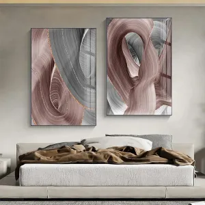 Light Luxury Abstract Flowing Ribbon Gray Pink Wall Art Fine Art Canvas Prints Modern Pictures For Living Room Bedroom Hotel Room Art Decor