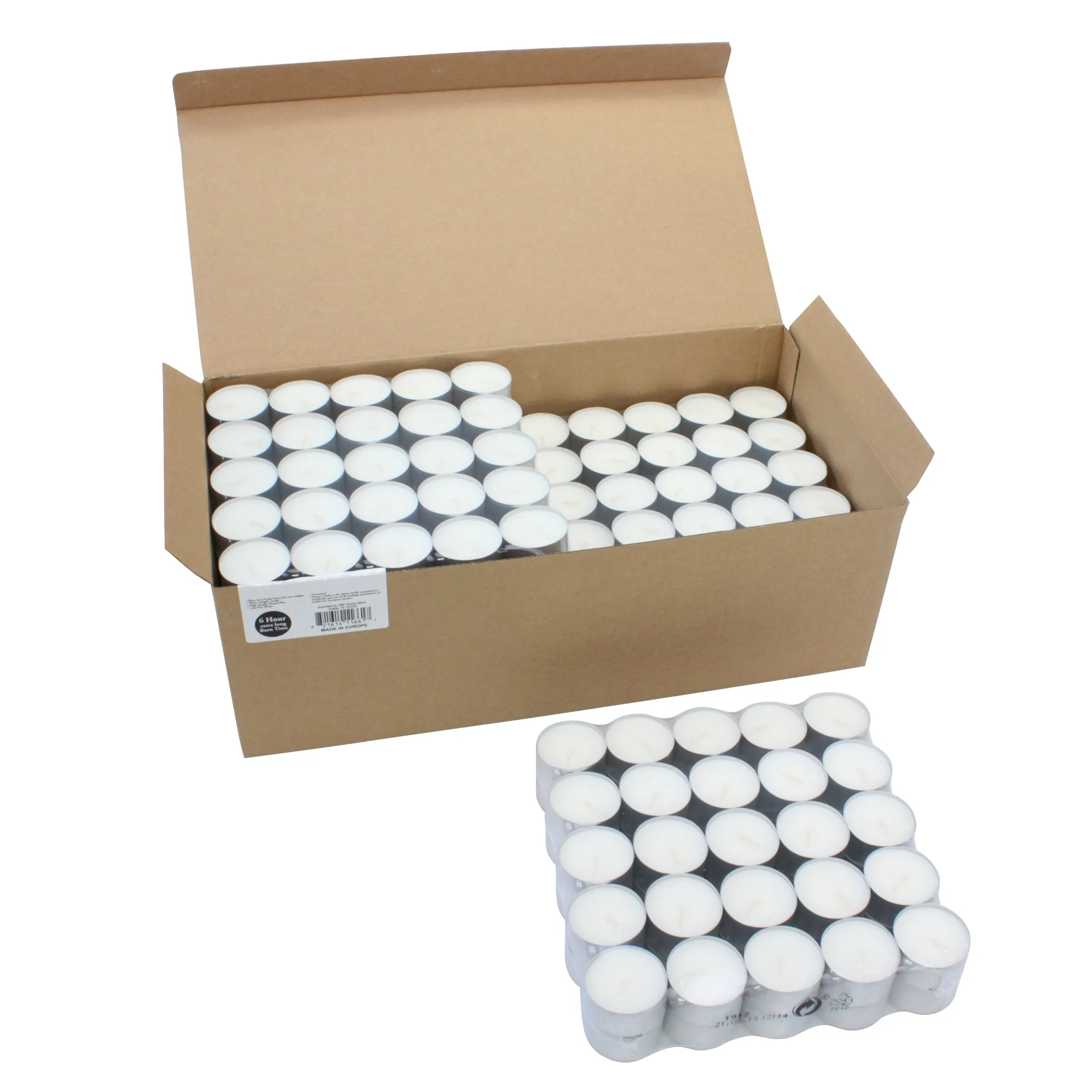 Long Burning Tealight Candles, 6 to 7 Hour Extended Burn Time, White, Unscented, Bulk 300-Pack