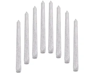 Luces Scented Paraffin Wax Silver Tapered Stick Candles Decorations for Living Room, Hall Room, Dinner Table,Birthday Party, Pack of 8