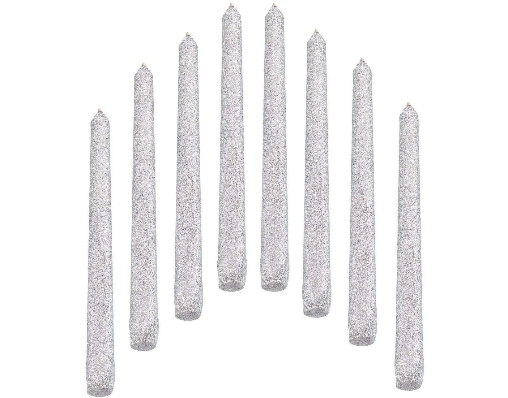 Luces Scented Paraffin Wax Silver Tapered Stick Candles Decorations for Living Room, Hall Room, Dinner Table,Birthday Party, Pack of 8