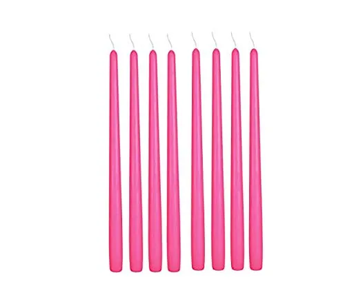 Luces Smokeless Scented Paraffin Wax Pink Tapered Stick Candles Decorations for Living Room, Hall Room, Dinner Table,Birthday Party, Pack of 16