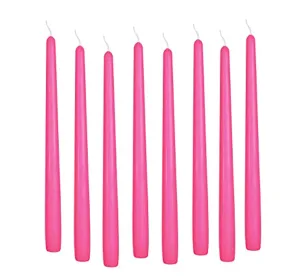 Luces Smokeless Scented Paraffin Wax Pink Tapered Stick Candles Decorations for Living Room, Hall Room, Dinner Table,Birthday Party, Pack of 16