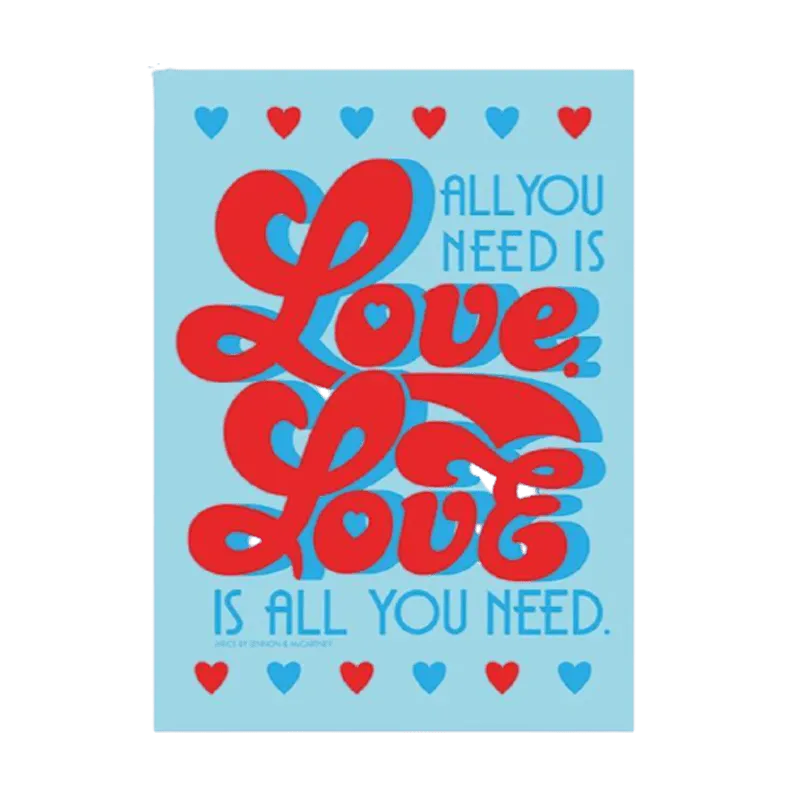 Lyrics by Lennon & McCartney All You Need Is Love Retro Art Print