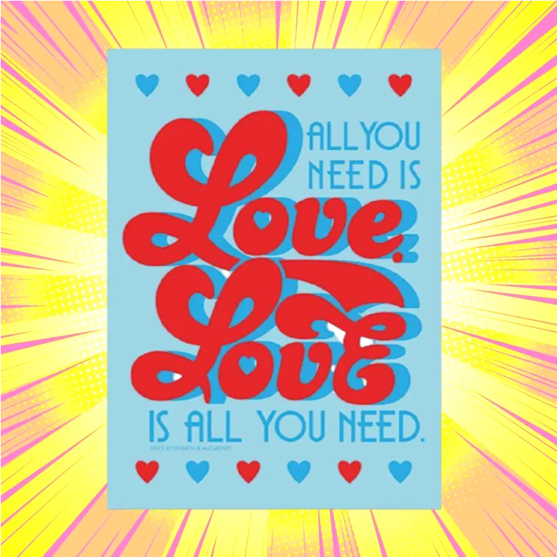 Lyrics by Lennon & McCartney All You Need Is Love Retro Art Print