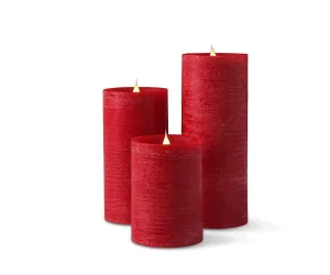 Lys Flameless Candle, Set of 3 - Red