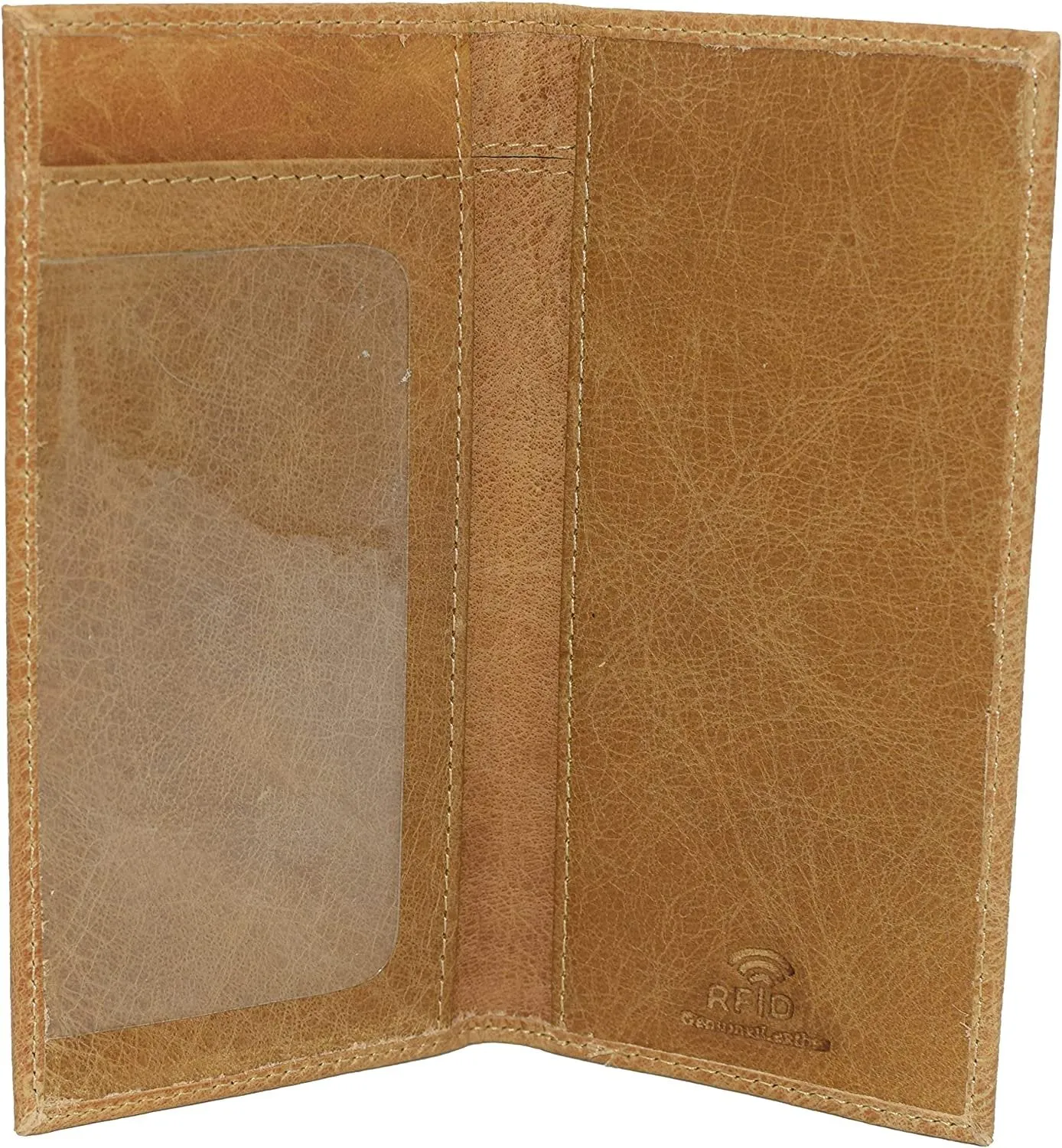 Marshal Cowhide Leather Basic Checkbook Cover RFID Blocking for Men Women