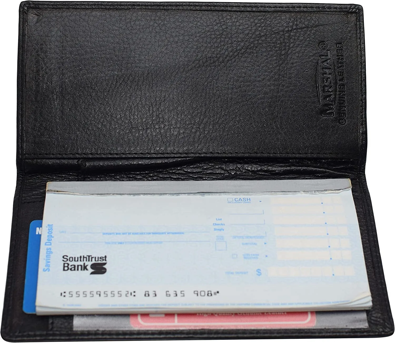 Marshal Cowhide Leather Basic Checkbook Cover RFID Blocking for Men Women