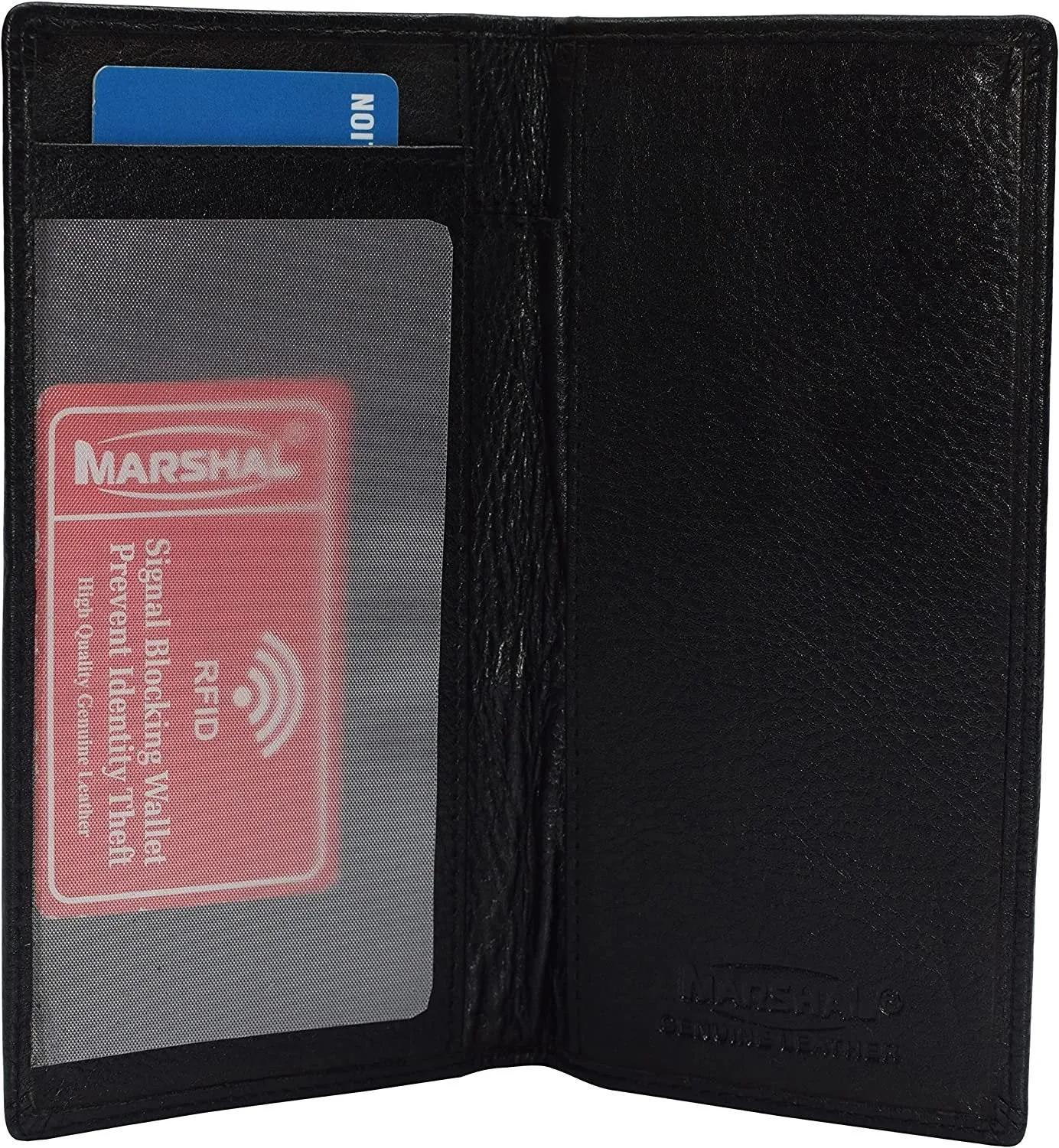 Marshal Cowhide Leather Basic Checkbook Cover RFID Blocking for Men Women