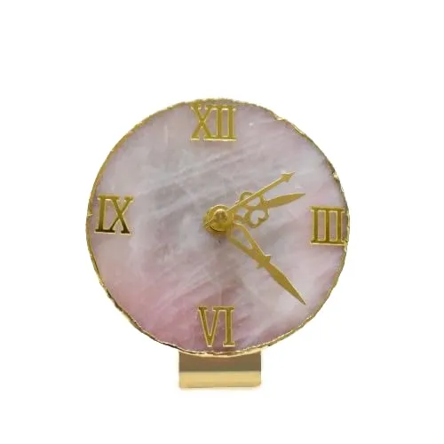 Maureen Natural Rose Quartz Stone Watch | Natural Rose Quartz Stone Watch with Stylish Golden Color Stand -D3