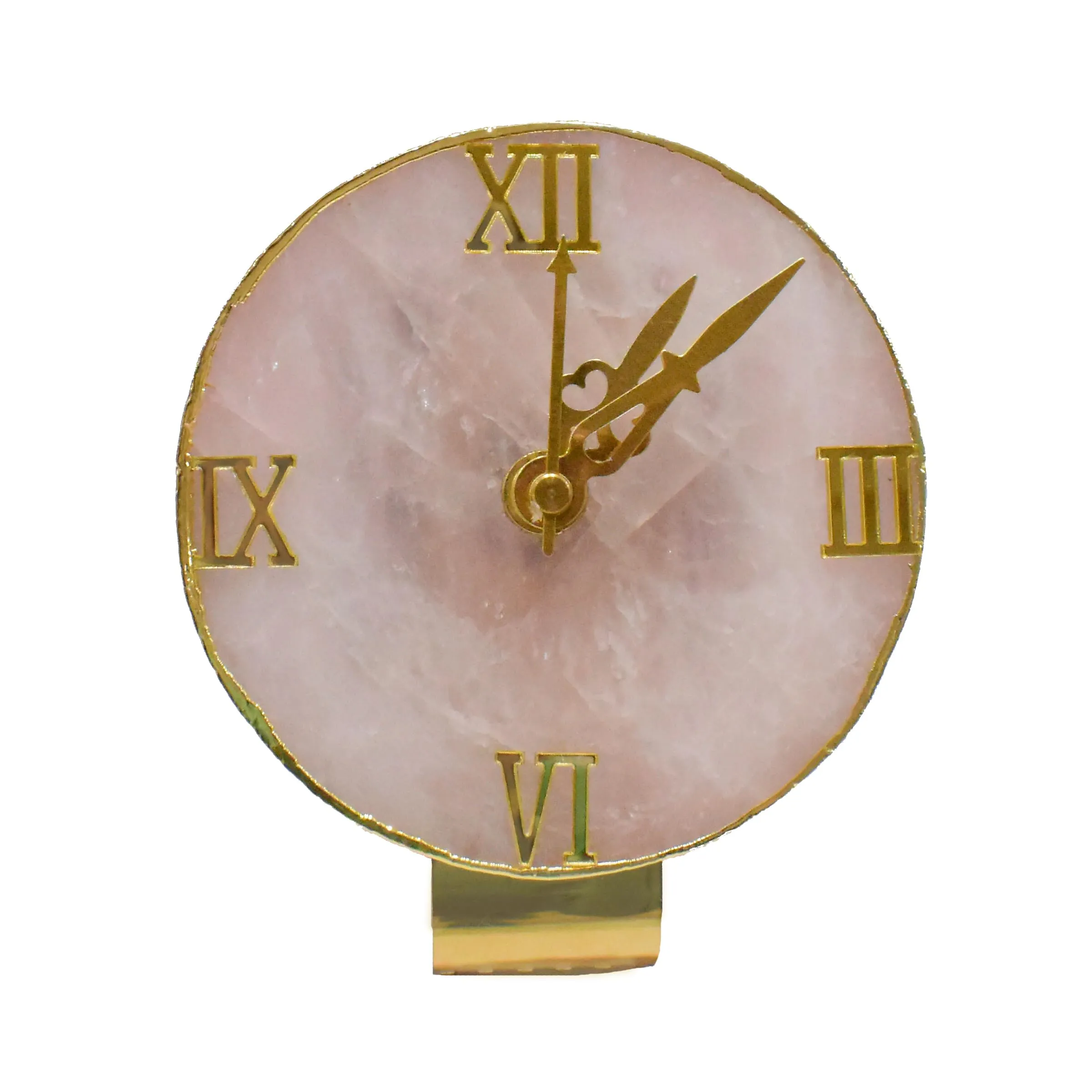 Maureen Natural Rose Quartz Stone Watch | Natural Rose Quartz Stone Watch with Stylish Golden Color Stand -D9