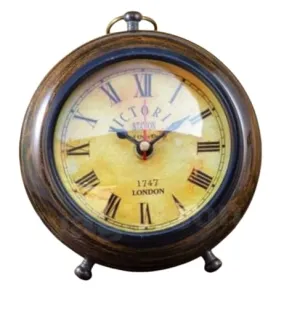 ‎M.H Nautical Handmade Antique Wooden Table Top Clock, Desk Clock, Nautical Style, Roman Numbers, Home & Office Study Living Room Decoration, Gift Item