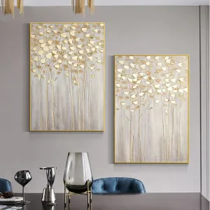 Modern Abstract Auspicious Golden Money Tree Wall Art Fine Art Canvas Prints Posters Pictures For Living Room Dining Room Bedroom Art Decor