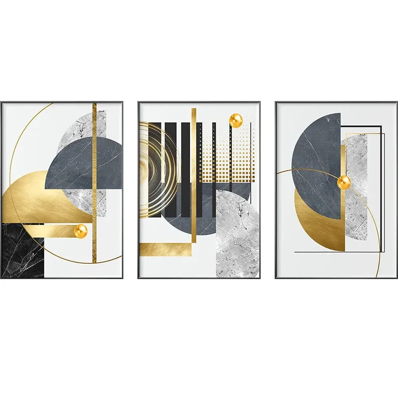 Modern Abstract Golden Geometric Wall Art Fine Art Canvas Prints Contemporary Nordic Style Pictures For Living Room Dining Room Home Office Decor