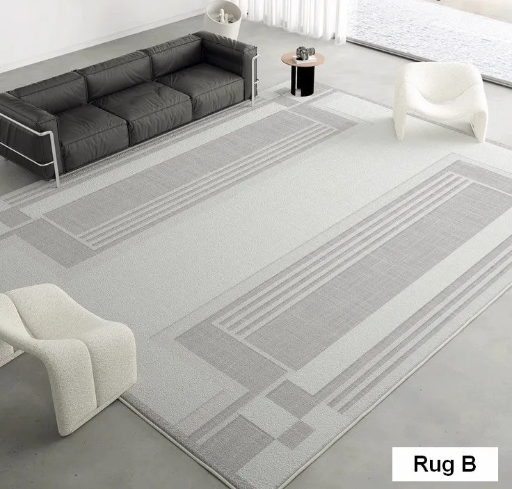 Modern Abstract Rugs under Dining Room Table, Geometric Modern Carpets for Bedroom, Modern Grey Rugs for Living Room