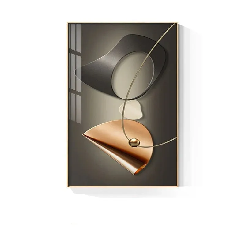 Modern Aesthetics Wall Art Abstract Arc & Curved Elements Fine Art Canvas Prints For Modern Loft Living Room Office Boutique Hotel Decor