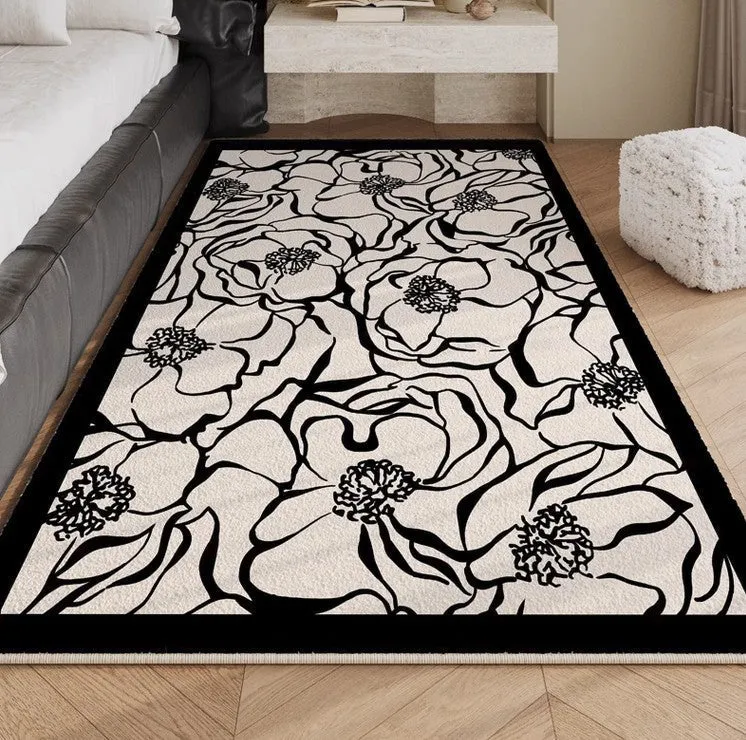 Modern Rugs for Living Room, Flower Pattern Contemporary Modern Rugs, Abstract Contemporary Rugs Next to Bed, Modern Rugs for Dining Room