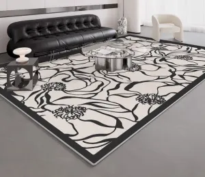 Modern Rugs for Living Room, Flower Pattern Contemporary Modern Rugs, Abstract Contemporary Rugs Next to Bed, Modern Rugs for Dining Room