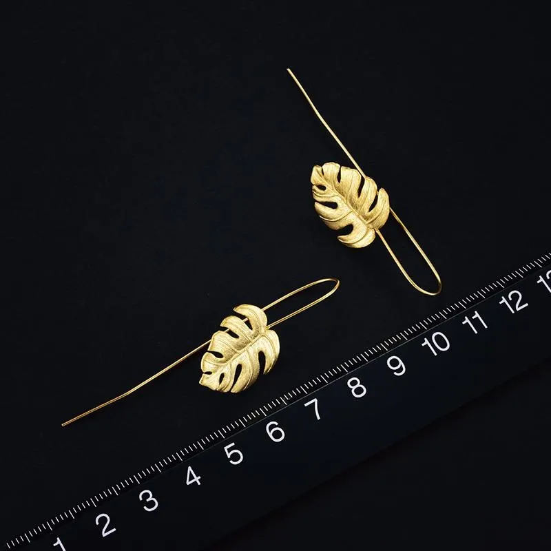 Monstera Leaves Drop Earrings for Women Creative Handmade Design Fine Earrings