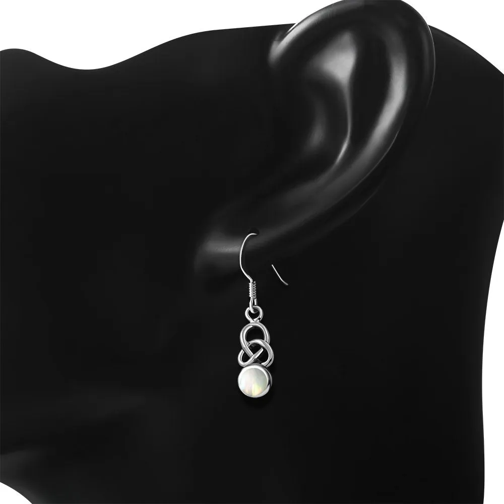 Mother of Pearl Celtic Knot Silver Earrings