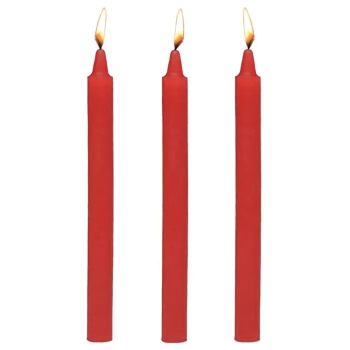 MS ''Fire Sticks'' Drip Candle Set Of 3 -Red