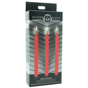 MS ''Fire Sticks'' Drip Candle Set Of 3 -Red