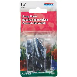 National 1-1/2 In. Black Die Cast Swag Hook (2-Pack)