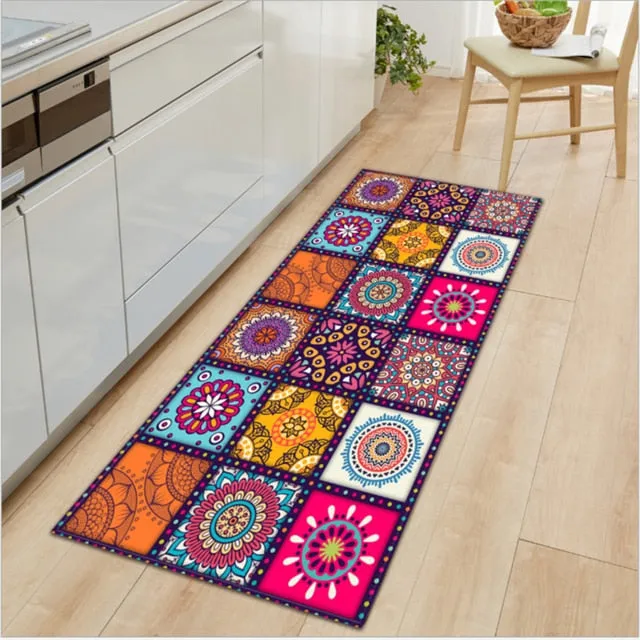 Non-slip Mandala Style Floral Pattern Kitchen Rug