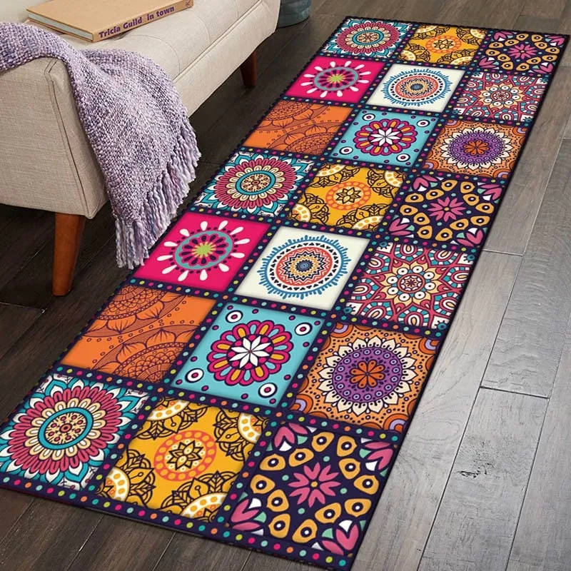 Non-slip Mandala Style Floral Pattern Kitchen Rug