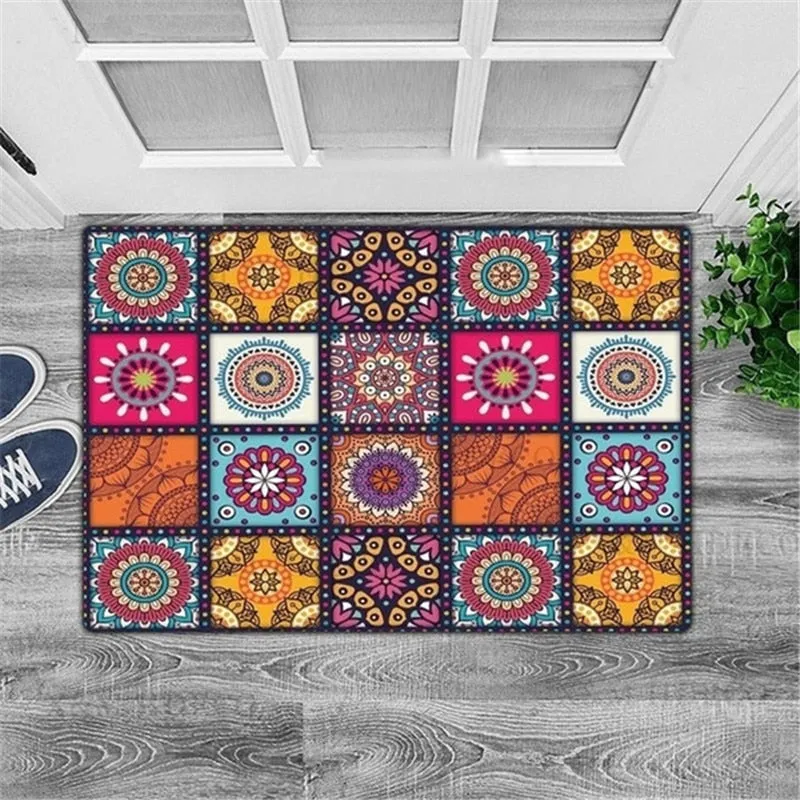 Non-slip Mandala Style Floral Pattern Kitchen Rug