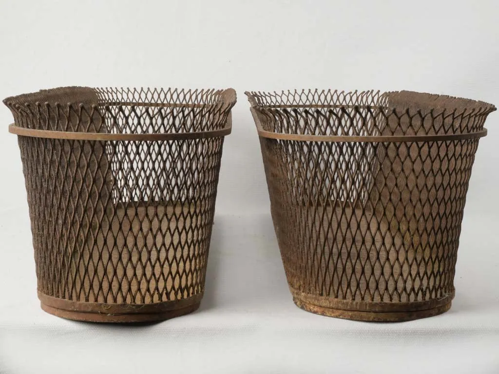 Pair of Large Mathieu Matégot Wire Mesh Planters, Circa 1950 8¾"