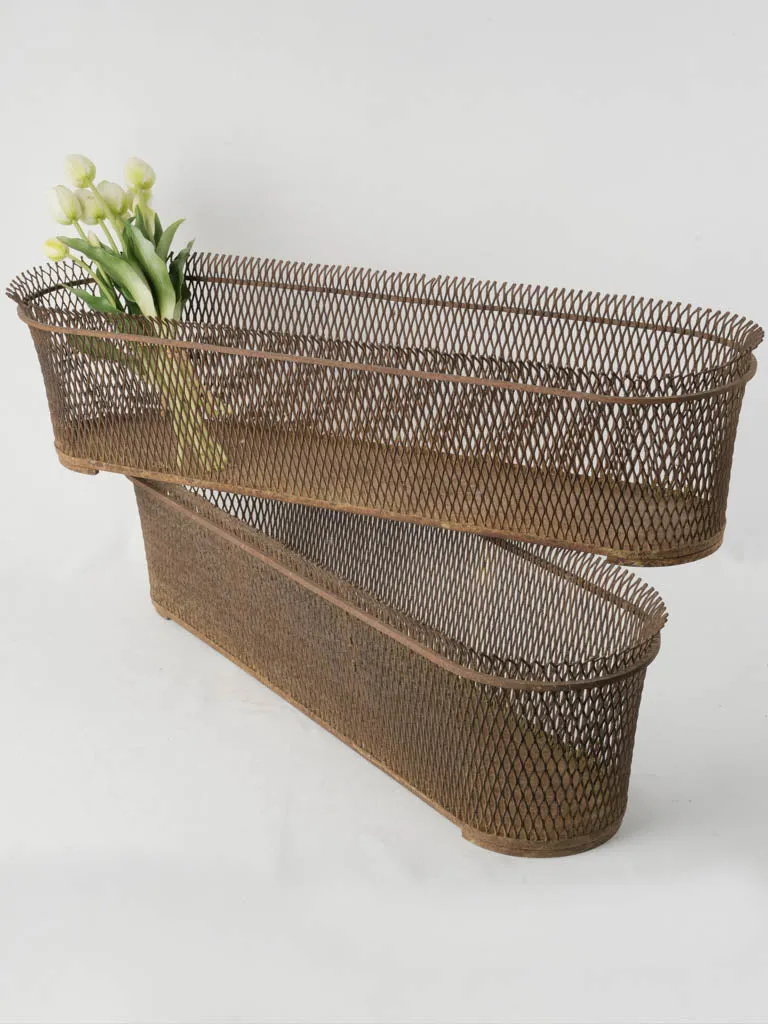 Pair of Large Mathieu Matégot Wire Mesh Planters, Circa 1950 8¾"