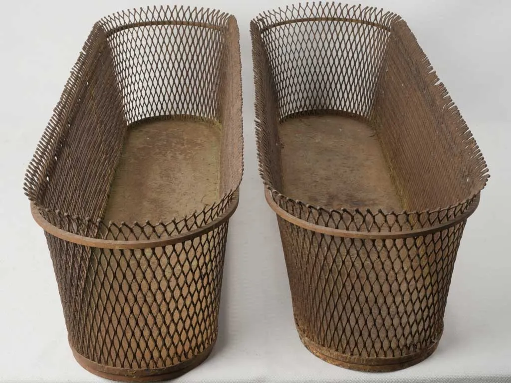 Pair of Large Mathieu Matégot Wire Mesh Planters, Circa 1950 8¾"