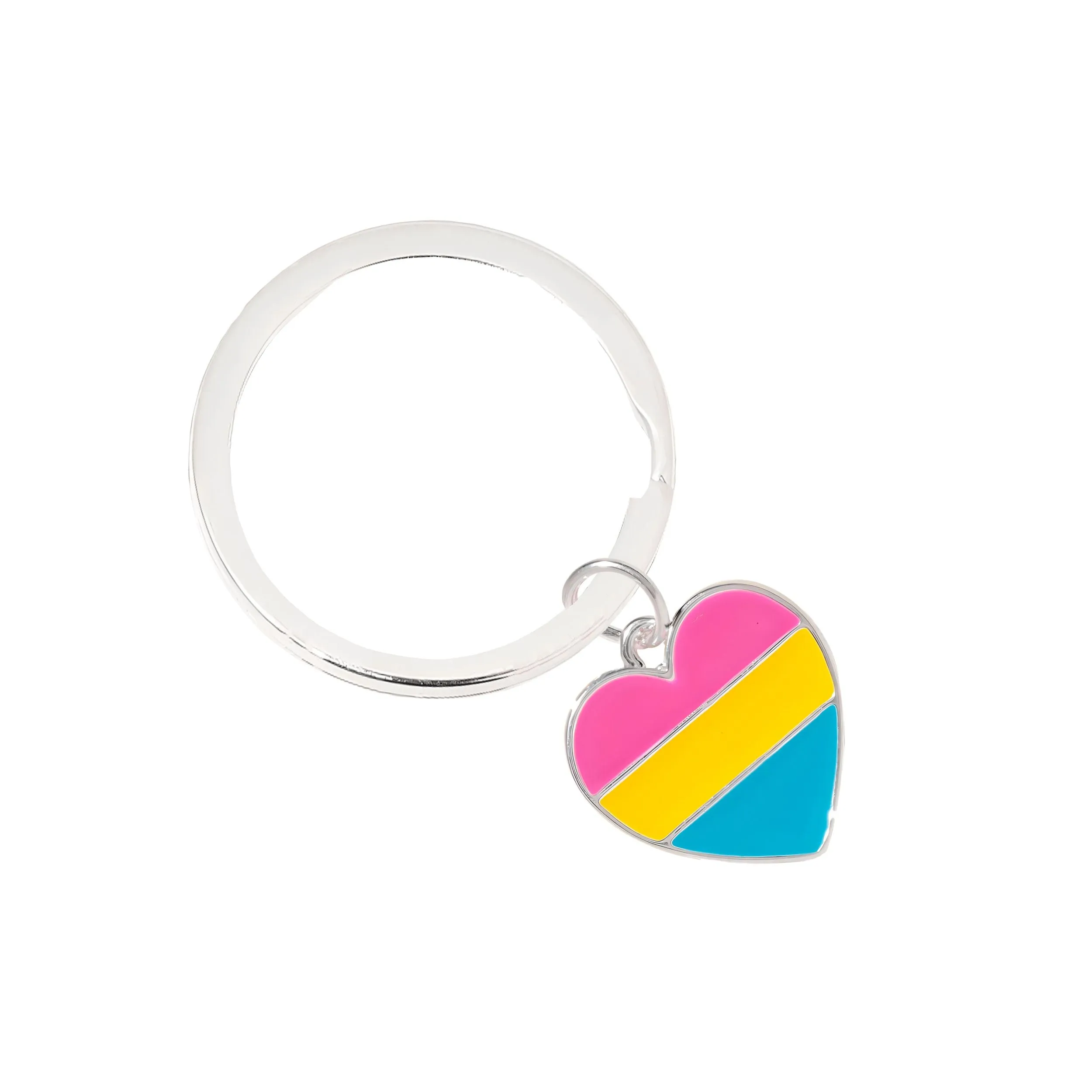 Pansexual Heart Flag Split Ring Key Chains