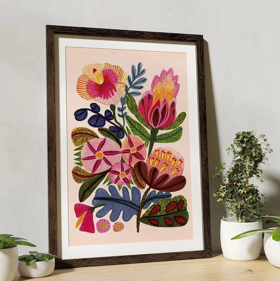 Paradisio Flowers Botanical Art Print