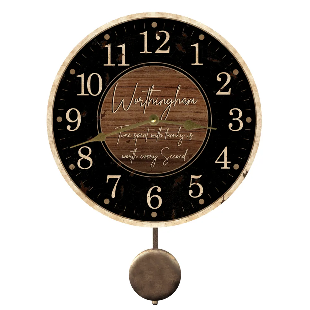 Personalized Black and Wood Clock- Time Spent With Family Clock